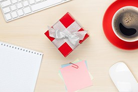 Gift box on office table